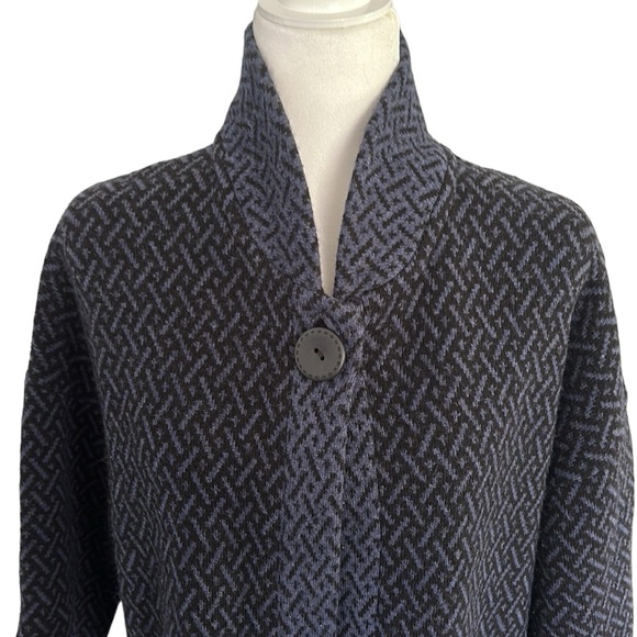 Chiaramente blue and black patterned jacket cardigan wool blend  size L - Picture 1 of 8